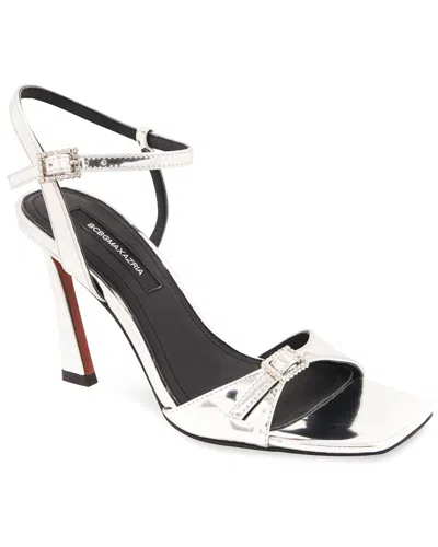 Bcbgmaxazria Skena Leather Heeled Sandal In Silver