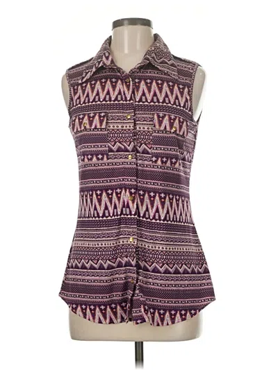Pre-owned Bcbgmaxazria Sleeveless Button Down Shirt In Purple