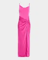 Bcbgmaxazria Sleeveless Cowl-neck Draped Twist Gown In Pink