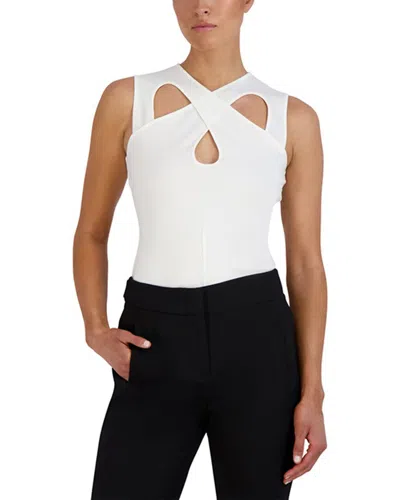 Bcbgmaxazria Sleeveless Crossover Cutout Knit Top In Off White