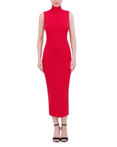 Bcbgmaxazria Sleeveless Mock Neck Midi Dress In Red