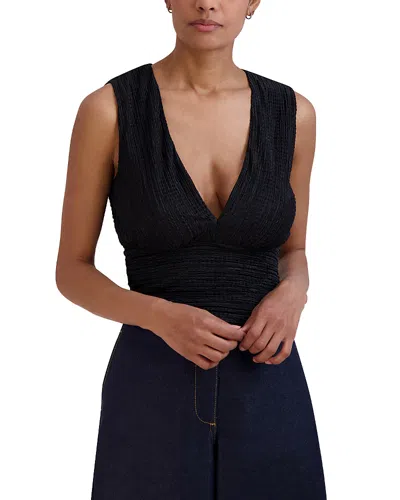 Bcbgmaxazria Sleeveless Plunge Neck Knit Top In Black