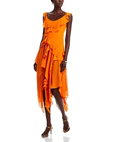 Bcbgmaxazria Sleeveless Ruffle Cocktail Dress In Orange