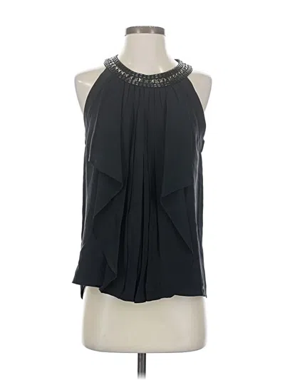 Pre-owned Bcbgmaxazria Sleeveless Silk Top Black Halter Neckline Tops