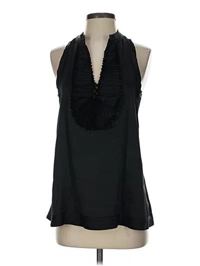Pre-owned Bcbgmaxazria Sleeveless Silk Top Black Halter Neckline Tops