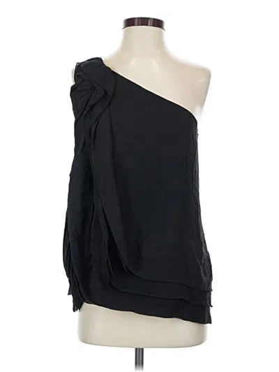 Pre-owned Bcbgmaxazria Sleeveless Silk Top Black One Shoulder Neckline Tops