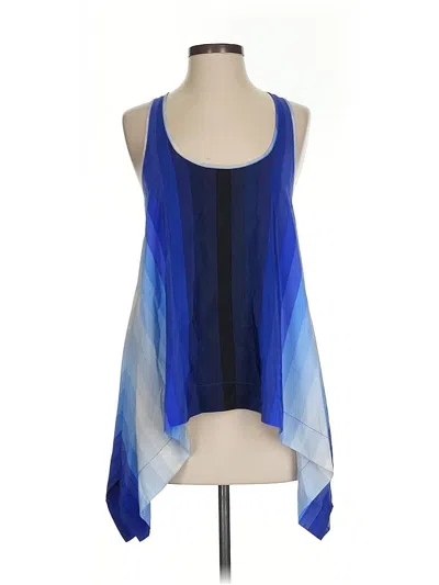 Pre-owned Bcbgmaxazria Sleeveless Silk Top Blue Halter Neckline Tops