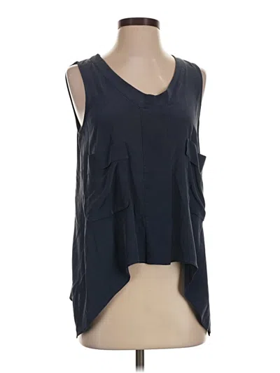 Pre-owned Bcbgmaxazria Sleeveless Silk Top Blue Scoop Neck Tops