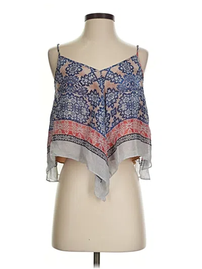 Pre-owned Bcbgmaxazria Sleeveless Silk Top Blue Strapless Neckline Tops