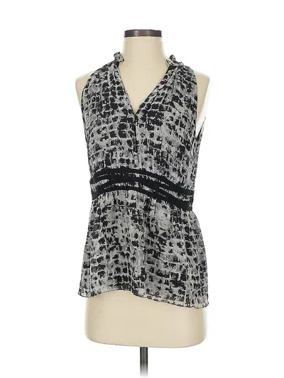 Pre-owned Bcbgmaxazria Sleeveless Silk Top Gray Plunge Neckline Tops