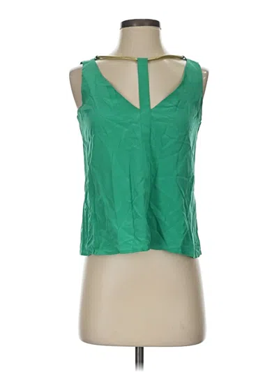 Pre-owned Bcbgmaxazria Sleeveless Silk Top Green Halter Neckline Tops