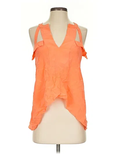 Pre-owned Bcbgmaxazria Sleeveless Silk Top Orange Halter Neckline Tops