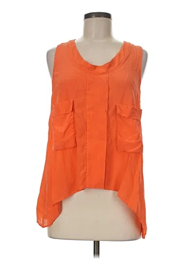 Pre-owned Bcbgmaxazria Sleeveless Silk Top Orange Scoop Neck Tops