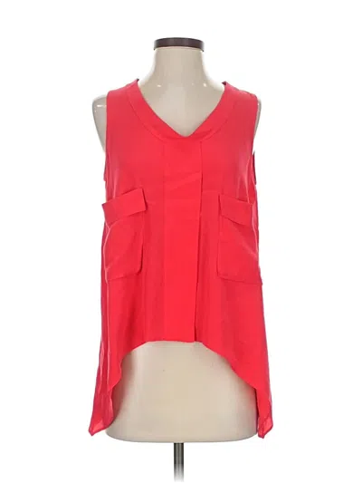 Pre-owned Bcbgmaxazria Sleeveless Silk Top Pink V Neck Tops