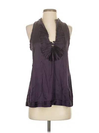 Pre-owned Bcbgmaxazria Sleeveless Silk Top Purple Halter Neckline Tops