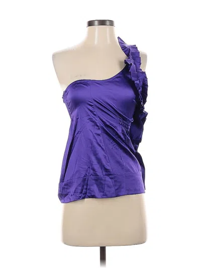 Pre-owned Bcbgmaxazria Sleeveless Silk Top Purple One Shoulder Neckline Tops