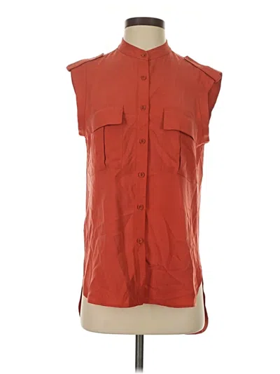 Pre-owned Bcbgmaxazria Sleeveless Silk Top Red High Neck Tops