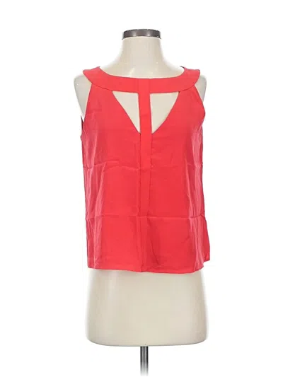 Pre-owned Bcbgmaxazria Sleeveless Silk Top Red Keyhole Neckline Tops