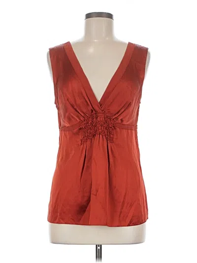 Pre-owned Bcbgmaxazria Sleeveless Silk Top Red Plunge Neckline Tops
