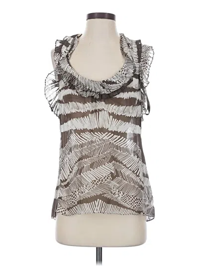 Pre-owned Bcbgmaxazria Sleeveless Silk Top Silver Cowl Neck Tops