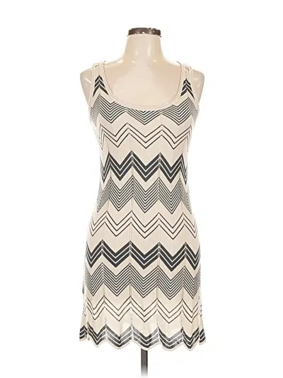 Pre-owned Bcbgmaxazria Sleeveless Silk Top Silver Halter Neckline Tops