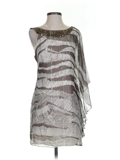 Pre-owned Bcbgmaxazria Sleeveless Silk Top Silver One Shoulder Neckline Tops
