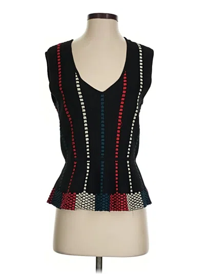 Pre-owned Bcbgmaxazria Sleeveless Top Black Plunge Neckline Tops
