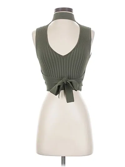 Pre-owned Bcbgmaxazria Sleeveless Top Green Halter Neckline Tops