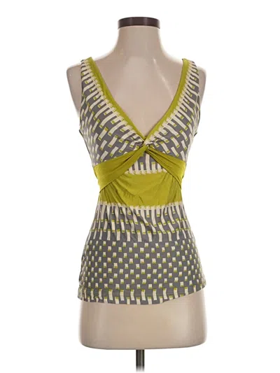 Pre-owned Bcbgmaxazria Sleeveless Top Green Plunge Neckline Tops