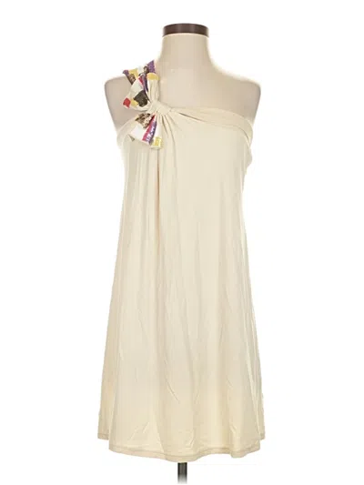 Pre-owned Bcbgmaxazria Sleeveless Top Ivory One Shoulder Neckline Tops In White