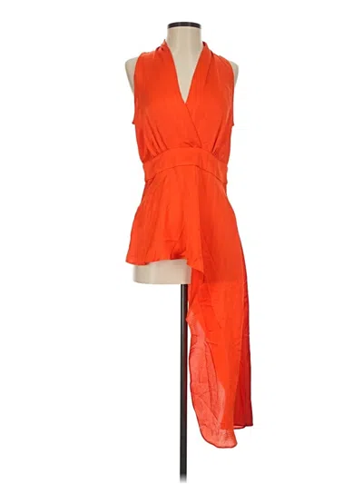 Pre-owned Bcbgmaxazria Sleeveless Top Orange Halter Neckline Tops