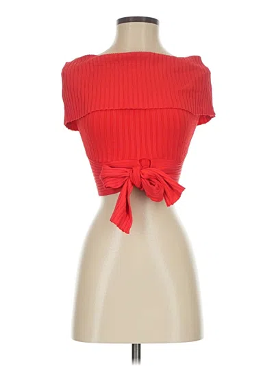 Pre-owned Bcbgmaxazria Sleeveless Top Red Strapless Neckline Tops