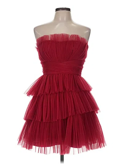 Bcbgmaxazria Sleeveless Top Red Strapless Neckline Tops