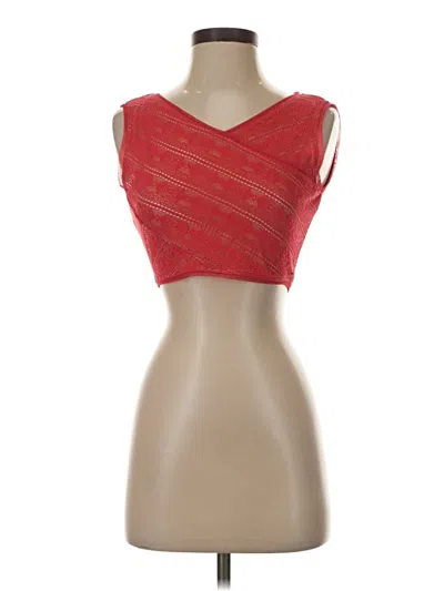 Pre-owned Bcbgmaxazria Sleeveless Top Red Strapless Neckline Tops