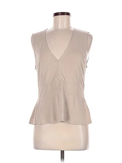 Pre-owned Bcbgmaxazria Sleeveless Top Tan Plunge Neckline Tops