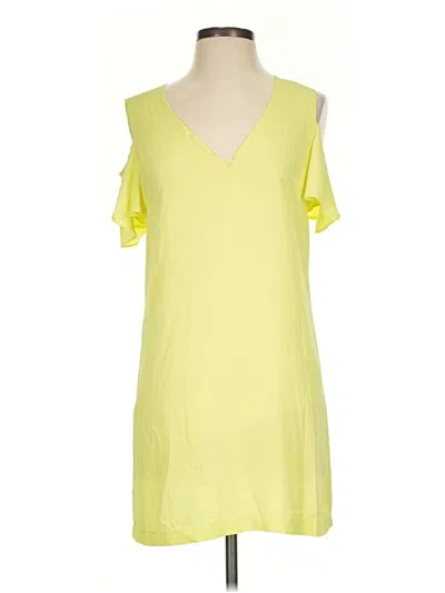 Pre-owned Bcbgmaxazria Sleeveless Top Yellow Cold Shoulder Neckline Tops