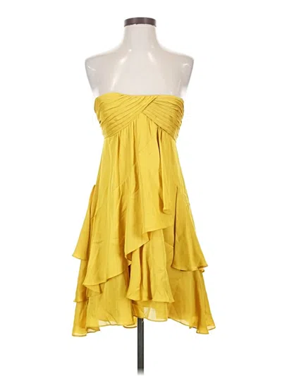 Pre-owned Bcbgmaxazria Sleeveless Top Yellow Strapless Neckline Tops
