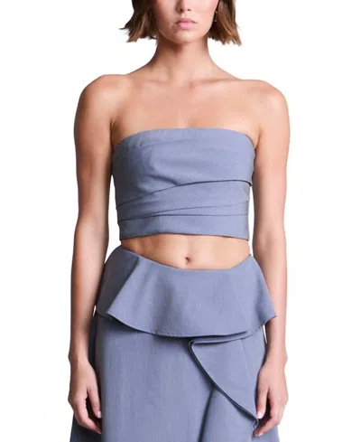 Bcbgmaxazria Solid Suiting Fabric Bustier In Blue