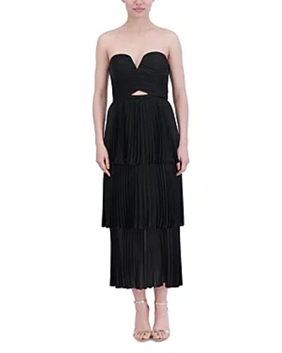 Bcbgmaxazria Strapless Cutout Tiered Dress In Black