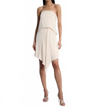 Bcbgmaxazria Strapless Drape Midi Dress In Parchment In White