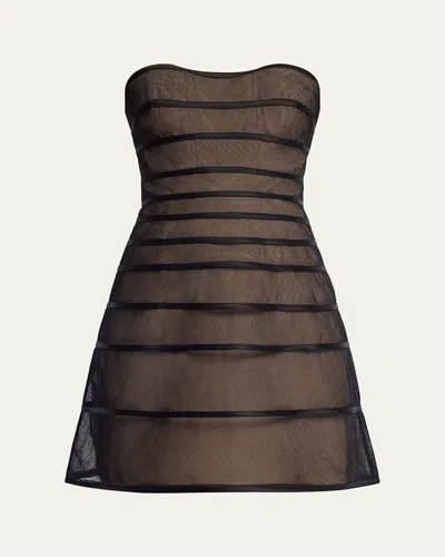 Bcbgmaxazria Strapless Fit-&-flare Mini Dress In Black