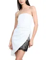 Bcbgmaxazria Strapless Lace-inset Pleated Mini Dress