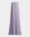 Bcbgmaxazria Strapless Pleated Chiffon Trapeze Gown In Fresia