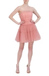 Bcbgmaxazria Strapless Tulle Cocktail Dress In Mellow Rose