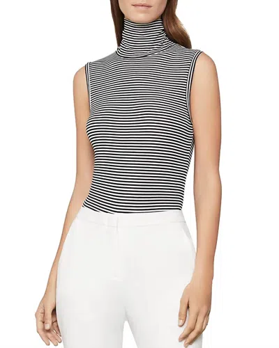Bcbgmaxazria Striped Turtleneck Bodysuit In Black/white In Multi