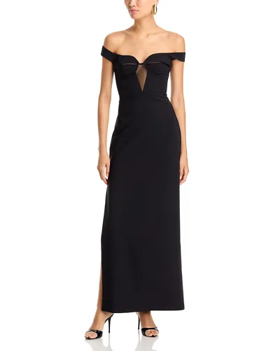 Bcbgmaxazria Sunni Off-the-shoulder Bodice Cutout Gown In Black
