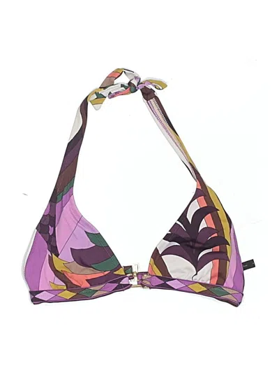 Pre-owned Bcbgmaxazria Swimsuit Top Purple Print Pattern Swimwear