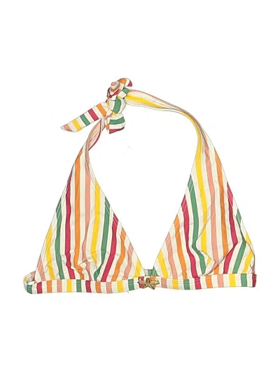 Pre-owned Bcbgmaxazria Swimsuit Top Yellow Stripes Pattern Swimwear