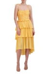 BCBGMAXAZRIA BCBGMAXAZRIA TIERED MIDI SUNDRESS