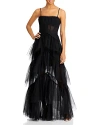 Bcbgmaxazria Layered Tulle & Mesh Sleeveless Corset Gown In Black